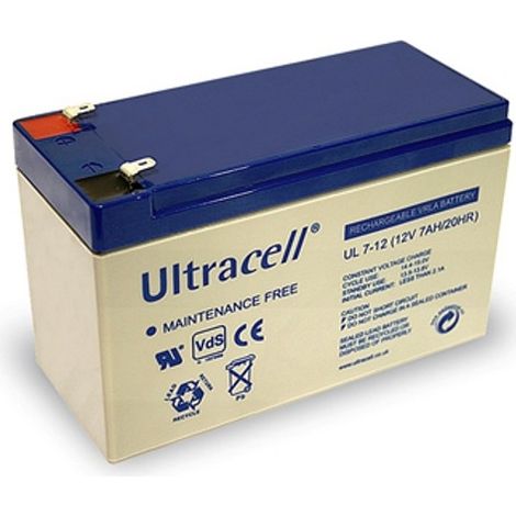 Batteria ricaricabile al piombo 12V 7Ah Ultracell UL7-12 con connettore Faston 187 da 4,8 mm - OEM (1/2)
