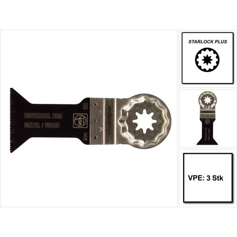 FEIN E-Cut Universal set 3 lame da sega, larghezza 44 mm, lunghezza 60 mm, attacco SLP, bimetallo con dentatura universale ondulata. Ampio campo di applicazione