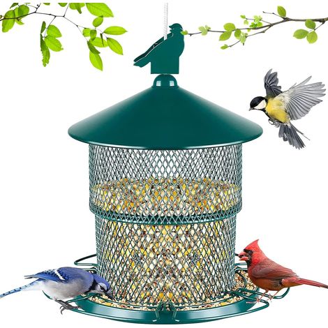 Eichhörnchensicherer Hänge-Vogelfutterspender, wetterfester Kardinal-Futterspender, großer Metall-Vogelfutterspender für Kardinäle, Finken, Spatzen und Jungvögel