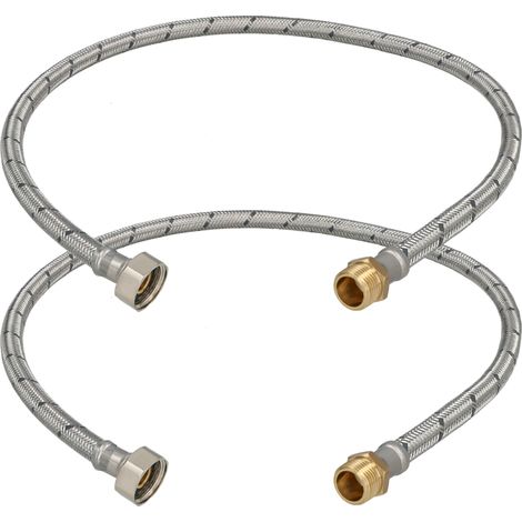 Connettore flessibile 3/8” 1/2” femmina-maschio in acciaio, 80 cm, set da 2 pezzi (1/5)