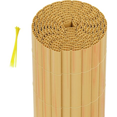Randaco Canisse en PVC jardin balcon terrasse – Brise-vue et brise-vent, stable et facile à couper Bambou 180 x 300cm