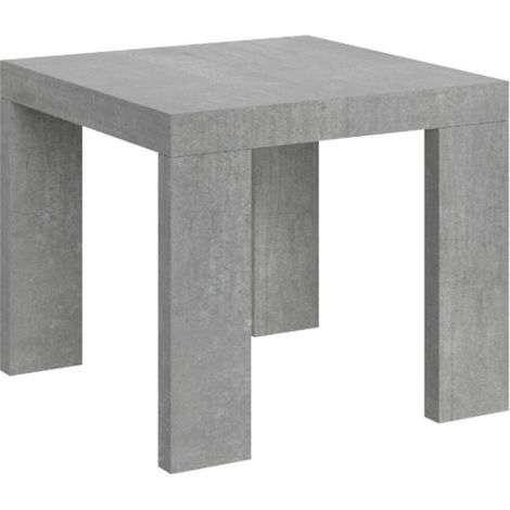 Petite table carrée extensible 90 à 246cm gris ciment Ribo (1/5)