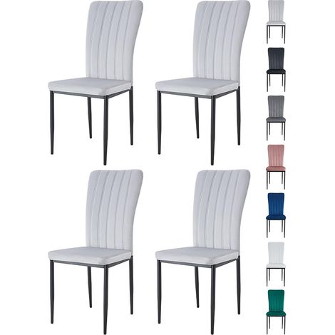 Velvet Padded Seat Dining Chairs with Metal Legs NEW ELLE LIGHT GREY 4 (1/5)