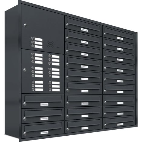 21er Briefkasten Anlage Unterputz Montage RAL 7016 Anthrazit Klingel (1/5)