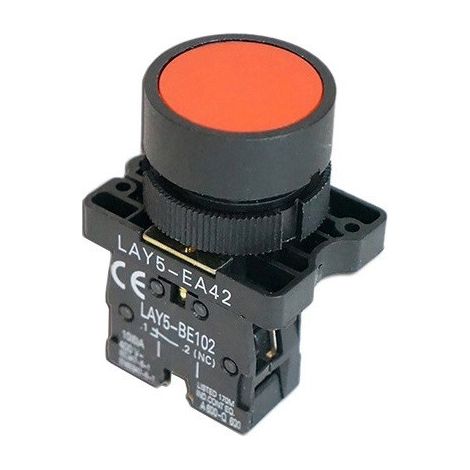 Pulsante piatto momentaneo zero 0-1 contatto di interruzione NC 22 mm rosso