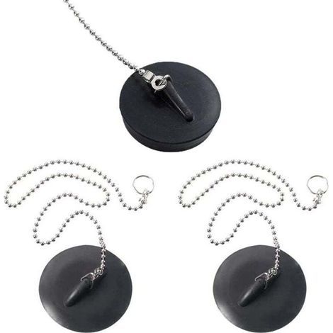 (40mm)3 Pièces Bouchon Baignoire Universel, Bouchon d'Evier avec Chaîne à Billes, Bouchon d'Evier Cuisine Bouchon de Baignoire Bouchon en