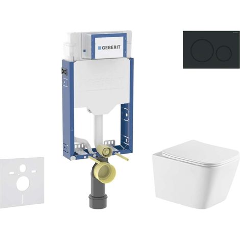 Geberit Combifix - Set con modulo di installazione, vaso WC Arkas I e copriwater softclose, placca di comando Sigma20, nero opaco/nero SANI15CA5166 (1/5)