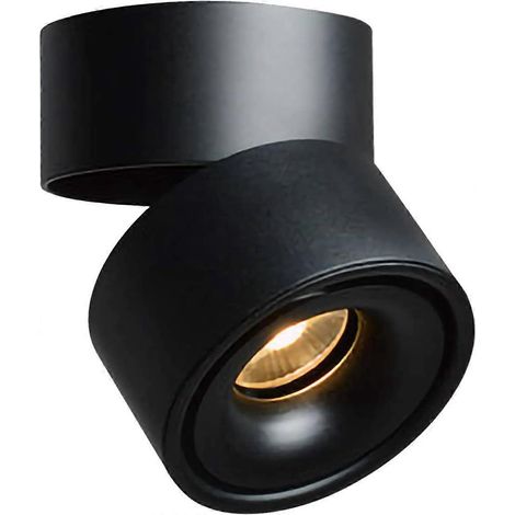 10W LED-Aufbaustrahler, 360° drehbarer Deckenstrahler, Beleuchtung für Küche, Wohnzimmer, Geschäft, warmweiß (schwarz 3000K)