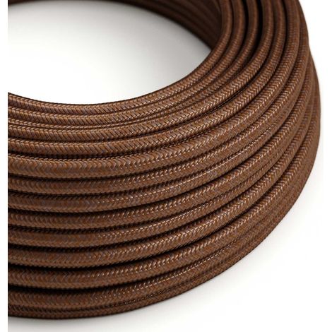 Creative-Cables, Cavo elettrico rivestito in tessuto, Sezione 3 x 0,75 mm², Ruggine RM36, 1 m, Rotondo effetto seta