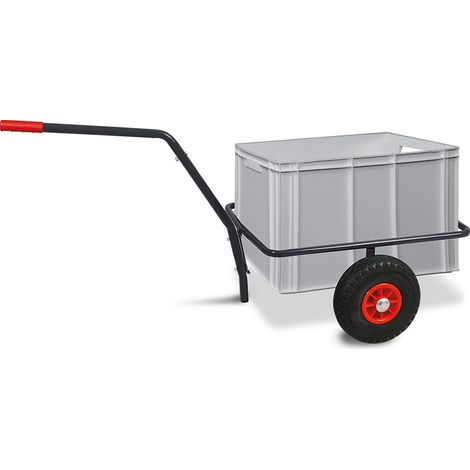 BRB Handwagen mit Kunststoffkasten, H 420 mm, LxBxH 1250x640x660 mm, Tragkraft 200 kg (grau)
