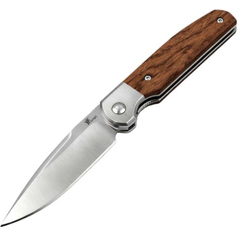 Klappmesser D2 Stahl Klinge, Echtholz-Griff, Timascus Clip, Ultraleicht