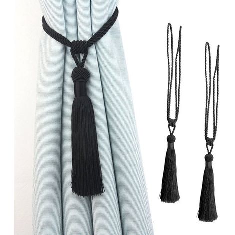 Gardinenkordeln – Glänzende Raffhalter – Vintage-Luxus-Stil – 2er-Pack – Geeignet für Wohn- und Schlafzimmer – Schwarz (1/5)
