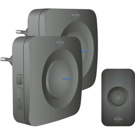 Sonnette de porte sans fil ELRO DB3000 - 2x Récepteur Plug-in - 64 Mélodies - Distance sans fil : 300m - Noir (1/4)