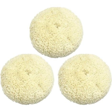Tampon de Polissage en Laine,Accessoire Pour Polisseuse Réutilisable de 15 cm - Lot de 3 Tampons en Laine pour Lustrage pour Finition Détaillée et Restauration de Peinture Automobile avec (1/5)