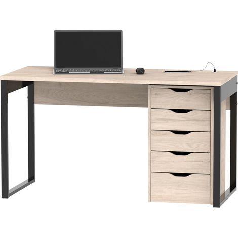 Mobimarket – Cajonera 5 tiroirs en aggloméré blanc – Dimensions 71 x 40 x 43 cm – Guides métalliques pour tiroirs – Montage nécessaire