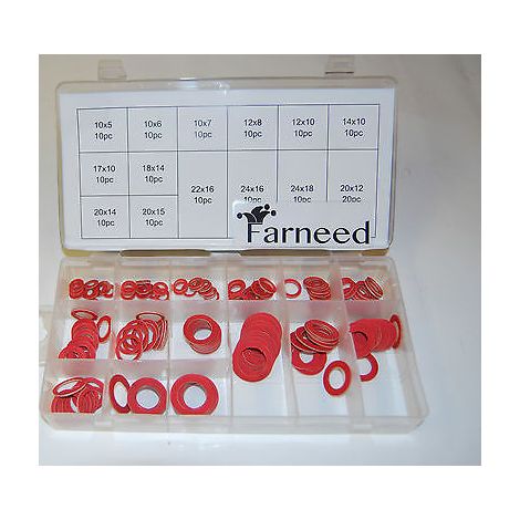 ASSORTIMENTO SET DI GUARNIZIONI RONDELLE PIATTE IN FIBRA 600 PEZZI IN BOX