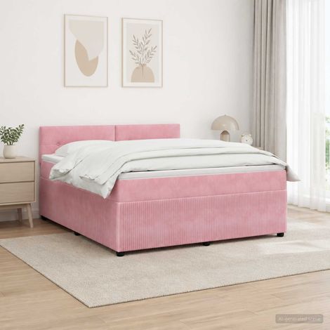 Cama box spring con colchón Rosa 180 x 200 cm Terciopelo (1/5)