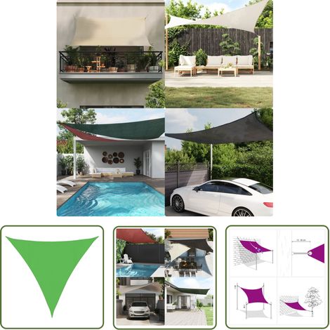 The Living Store Voile d'ombrage 160 g/m² Vert clair 4x4x4 m PEHD - Parasol - Voile D'ombrage - Parasol Vert - Parasol Extérieur - Parasol Rectangulaire (1/5)