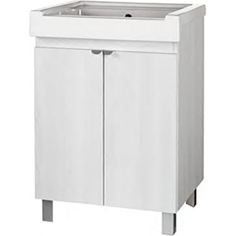 Mobile lavatoio a 2 ante in legno Bianco con vasca in ceramica 60x50 cm