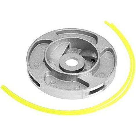 Cabezal de aluminio para desbrozadora con 2 hilos de nailon de 110 x 15 mm para repuesto de desbrozadora -Crezuo