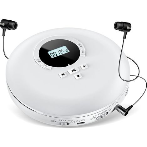 Portable CD Player Child CD Players with Headphones LCD Screen Anti-Slip Protection HiFi Classic CD Music Player Memory CD Player Personal Car (1/5)