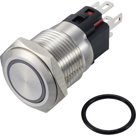 TRU COMPONENTS TC-12647408  Druckschalter 250 V/AC 3 A 1 x Aus/(Ein) IP65 Grün rastend Edelstahl 1 S