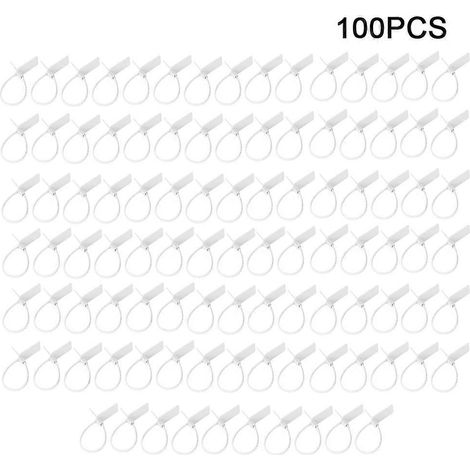 100pcs liens auto-serrants blancs étiquettes inviolables marquage identification, attaches jetables sécurité câbles, serre-câbles verrouillage code repère, lot 100 unités. (1/5)