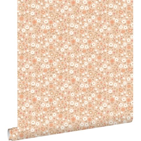 papier peint fleurs terracotta claire - ESTAhome