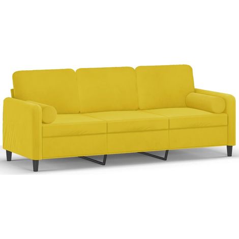 Canapé 3 places，Sofa pour Salon，Banquette avec oreillers décoratifs jaune 180 cm velours CFW217129 (1/5)