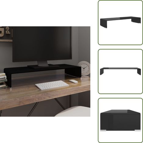 Supporto monitor - vidaXL Mobile/Rialzo Porta TV in Vetro Nero 80x30x13 cm - Supporto schermo