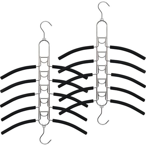 Lot de 2 cintres gain de place 5 en 1 en métal avec éponge multicouche EVA pour vestes, manteaux, pulls et pantalons (1/5)