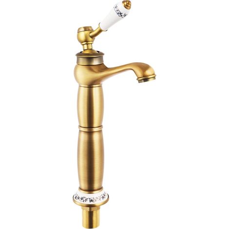 Mitigeur de lavabo, 22,5 cm, 17,5 cm, laiton, doré, surélevé (1/5)