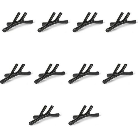 Lot de 10 boutons de porte vintage en zinc noir, forme branches 21 x 69 mm pour placard/tiroir (1/4)