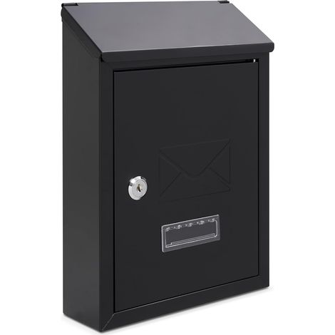 Boîte aux Lettres Murale - 1 Unité - Acier Galvanisé Noir - Verrouillable et Étanche - Pour Maison et Bureau - 21 x 30 x 7 cm (1/5)
