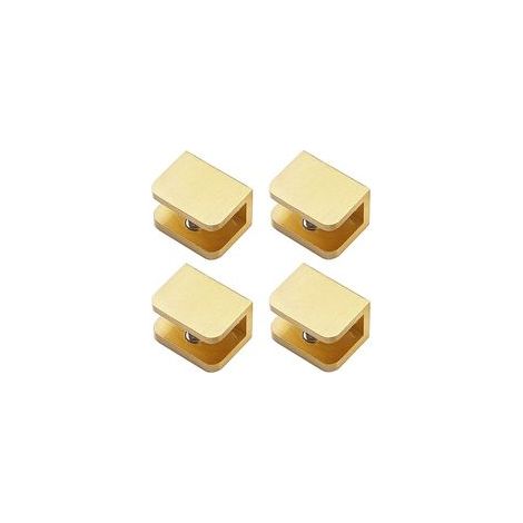 Lot de 4 pinces de fixation pour étagère en verre 10-12 mm, sans perçage, dorées – (1/5)