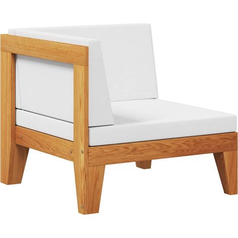 Canapé d'angle sectionnel Canapé de jardin - Canapé relax - et coussins blanc crème Bois d'acacia BV732195 - BonneVie (1/5)