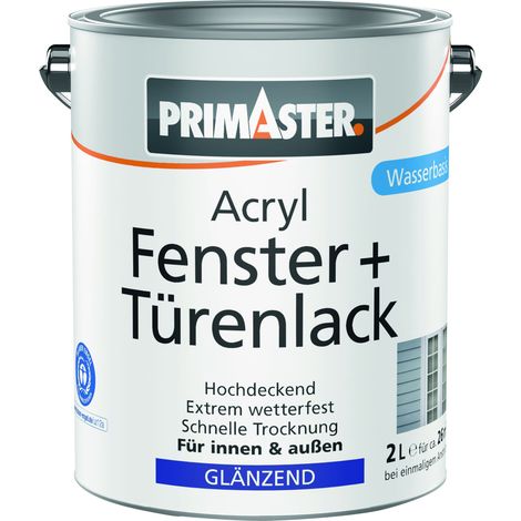 Primaster Acryl Fenster + Türenlack weiß glänzend 2 L Acryl Lack