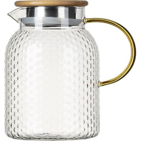 Jarra de vidrio con boquilla antigoteo, gran capacidad, ideal para la familia y los invitados. (1/5)