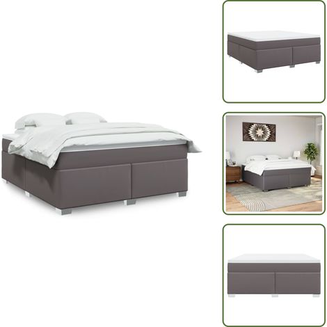 Boxspringbett mit Matratze Grau 180x200 cm Kunstleder - Boxspringbett - Boxspringbetten - Bett - Bett Mit Stauraum (1/5)
