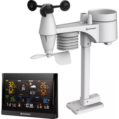 BRESSER Station météo WiFi Comfort avec capteur professionnel 7-en-1 et écran couleur moderne