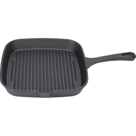 Poêle à griller antiadhésive avec poignée résistante à la chaleur - Bande de fer à conduction thermique rapide - Idéale pour faire frire des steaks à la maison (22 cm) (1/5)