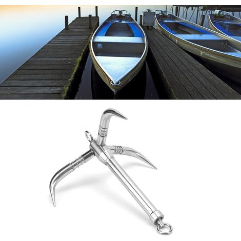 Crochet d'ancre à trois mâchoires en acier inoxydable marin 316, pliable, adapté aux petits bateaux, radeaux, canoës et kayaks. (1/5)