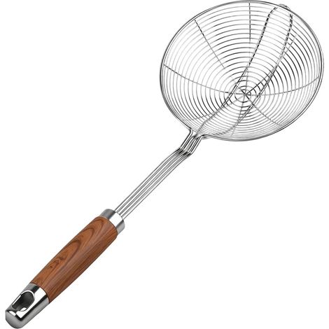 Écumoire/passoire en Acier Inoxydable avec Manche Bois (1/5)