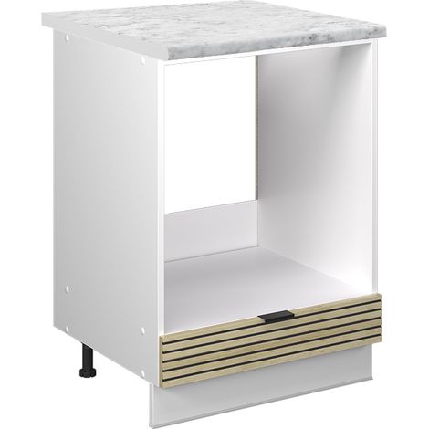 Herdumbauschrank Fame-Line, Eiche Paneel, 60 cm , AP Marmor, Vicco
