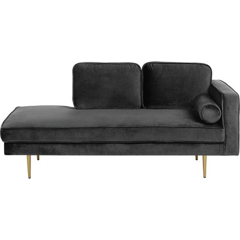 Right-Hand Chaise Lounge MIRAMAS Velvet Black