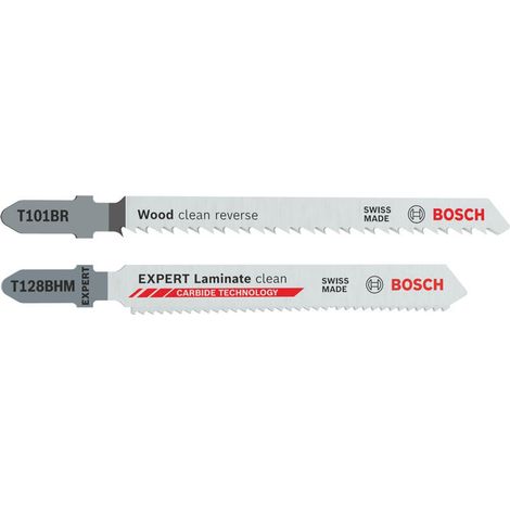 Bosch Stichsägeblätter Set T101BR und EXPERT Laminate clean T128BHM, 26-tlg. (1/5)