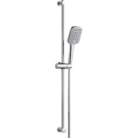 Ensemble Barre de Douche Colonne de Douche sans Mitigeur en Acier Inoxydable de 90 cm avec Tuyau de 1.6 m Pommeau de Douche (3 Modes 120 mm) et Support pour Salle de Bain Chrome (1/5)