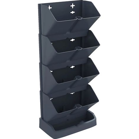 Lot de 4 jardinières verticales modernes pour espace extérieur 19,5 x 11 x 47,5 cm en PP anthracite (1/5)