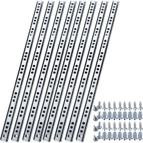 Glissières De Tiroir 24.6 cm (8 pièces), Glissiere pour Tiroir, Coulissant Coulisse Tiroirs Sortie Totale à Bille pour Placard et Cuisine (1/4)