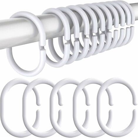 Crochets De Rideau - Anneaux En Plastique C - Pour Salle De Bain Et Dressing - Lot De 60 Pièces (1/5)